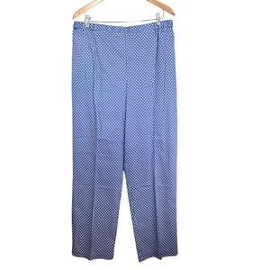 Tog Shop Blue White Geometric Quatrefoil Print Elastic Waist Straight Leg Pants
